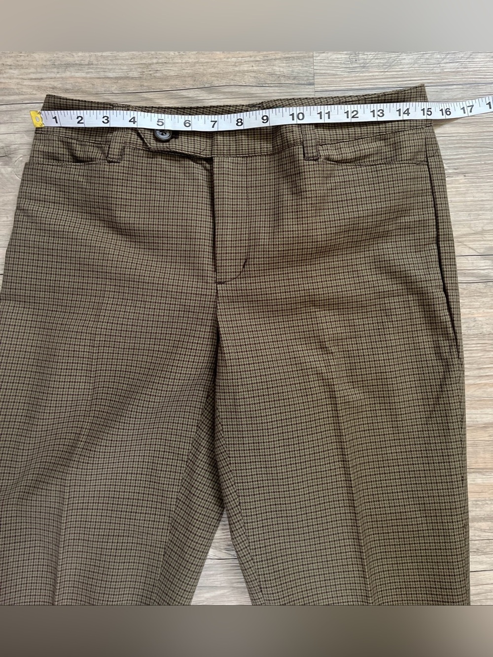 Lauren Ralph Lauren Adelle Pants Women Brown Tan Houndstooth Cotton Size 2 - Picture 4 of 8